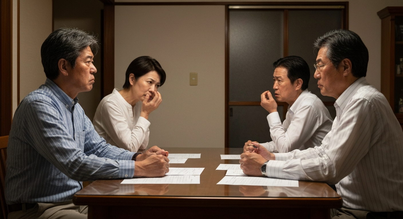 遺産分割協議で意見が対立し、険悪な雰囲気の家族