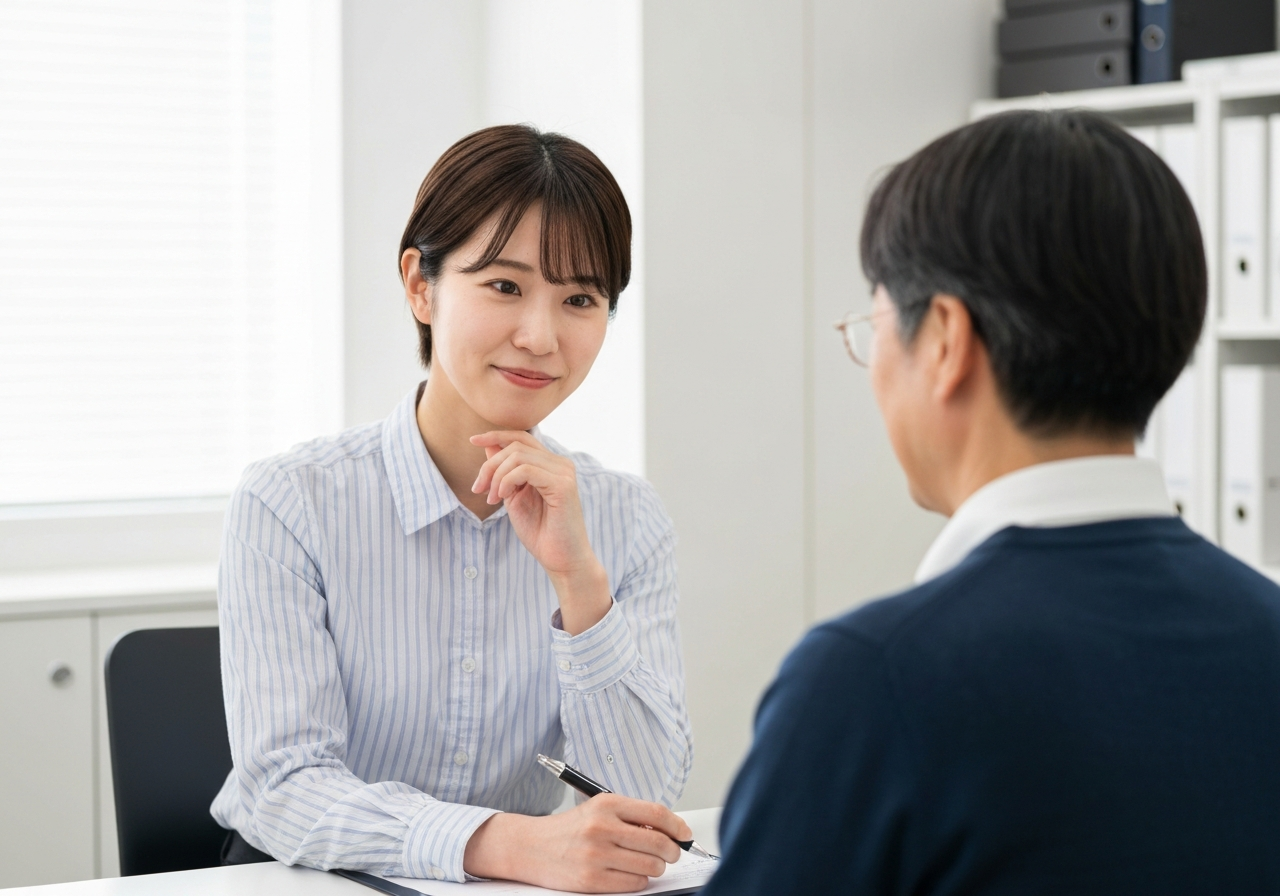 司法書士が相談者の話に親身に耳を傾けている無料相談の様子